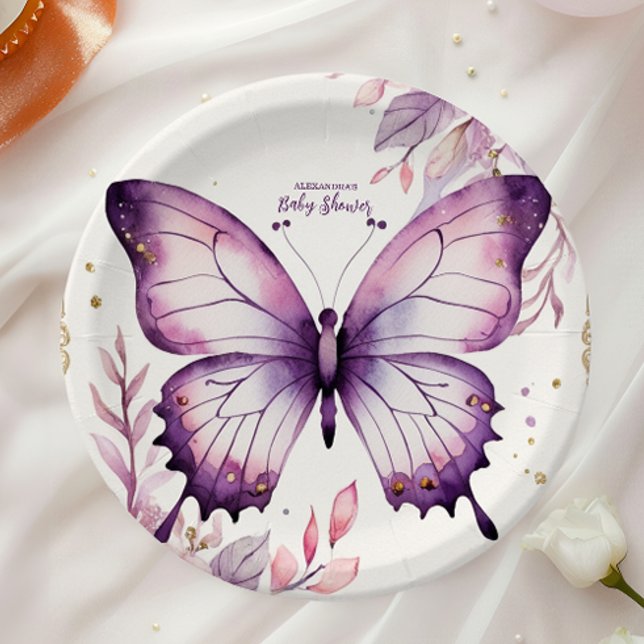 A Little Butterfly Is On Her Way Baby Shower Paper Plate (Creator Uploaded)