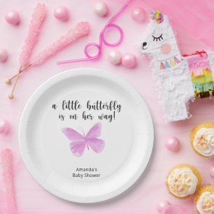 A Little Butterfly is on her way Baby Shower Paper Plate