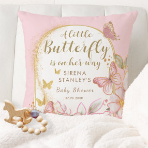 A Little Butterfly Is On Her Way Girl Baby Shower  Cushion