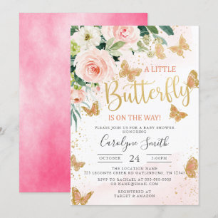 A Little Butterfly Is On The Way Baby Shower Invitation