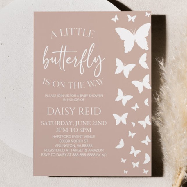 A Little Butterfly Is On The Way Baby Shower Invitation (Creator Uploaded)
