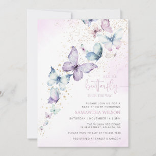 A Little Butterfly Is On The Way Baby Shower Invitation