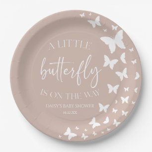 A Little Butterfly Is On The Way Baby Shower Paper Plate