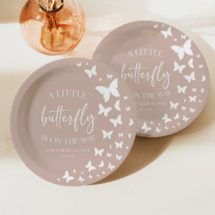 A Little Butterfly Is On The Way Baby Shower Paper Plate