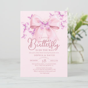 A Little Butterfly Is On The Way Pink Baby Shower  Invitation