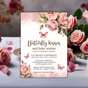 A Little Butterfly Kisses Floral Baby Shower Invitation
