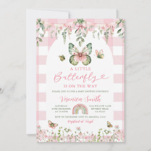 A Little Butterfly On The Way Pink Baby Shower Invitation