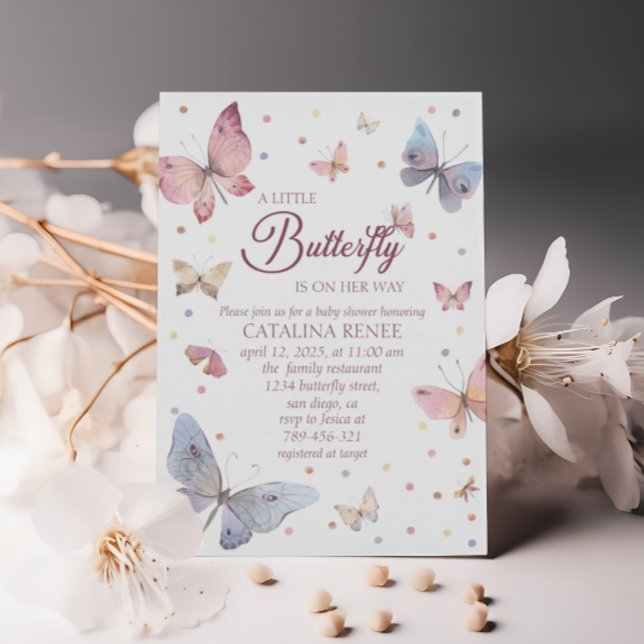 A Little Butterfly Pastel Baby Shower Invitation (Creator Uploaded)