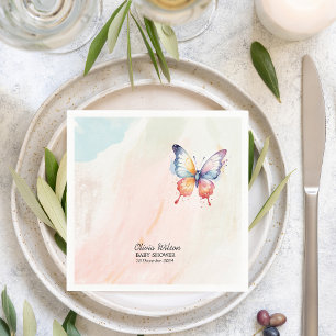  A little butterfly pastel whimsical Baby Shower  Napkin