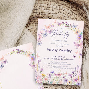 A Little Butterfly Pink Girl Baby Shower Invitation