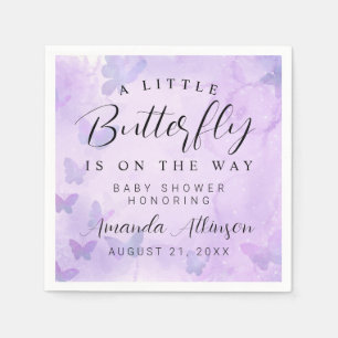 A Little Butterfly Purple Baby Shower Napkin
