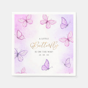 A Little Butterfly Purple & pink girl Baby Shower  Napkin