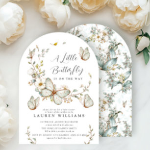 A Little Butterfly Rustic Watercolor Baby Shower Invitation