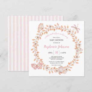 A Little Butterfly Soft Boho Peach Baby Shower Invitation