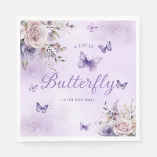 A little Butterfly watercolor Floral Baby Shower Napkin