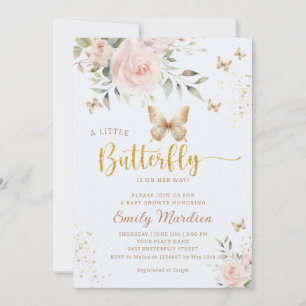 A little butterfly watercolor girl baby shower  invitation