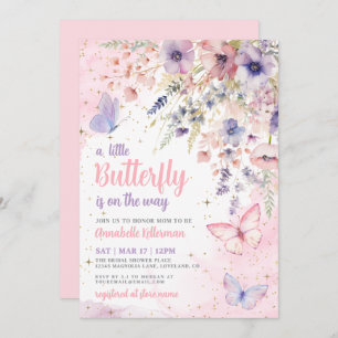 A Little Butterfly Wildflower Baby Shower Invitation