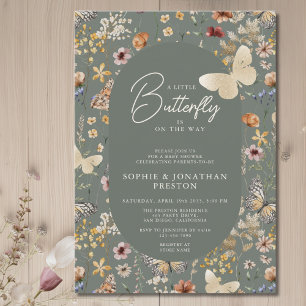 A Little Butterfly Wildflower Baby Shower Invitation