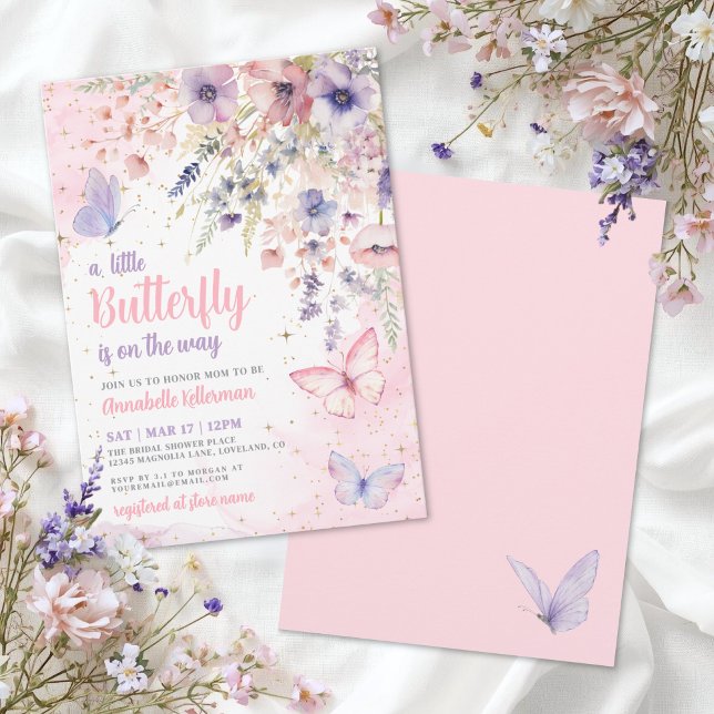 A Little Butterfly Wildflower Baby Shower Invitation (A Little Butterfly Wildflower Baby Shower Invitation)