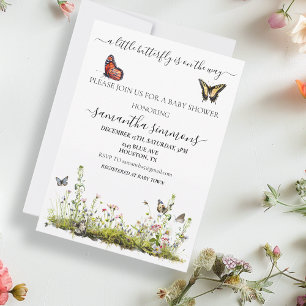 A Little Butterfly Wildflower  Baby Shower Invitation