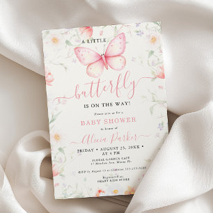 A little butterfly wildflower girl baby shower invitation