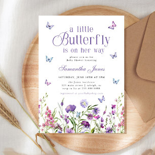 A Little Butterfly Wildflowers Baby Shower Invitation