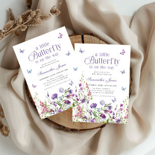 A Little Butterfly Wildflowers Baby Shower Invitation