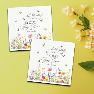 A Little Butterfly Wildflowers Baby Shower Napkin