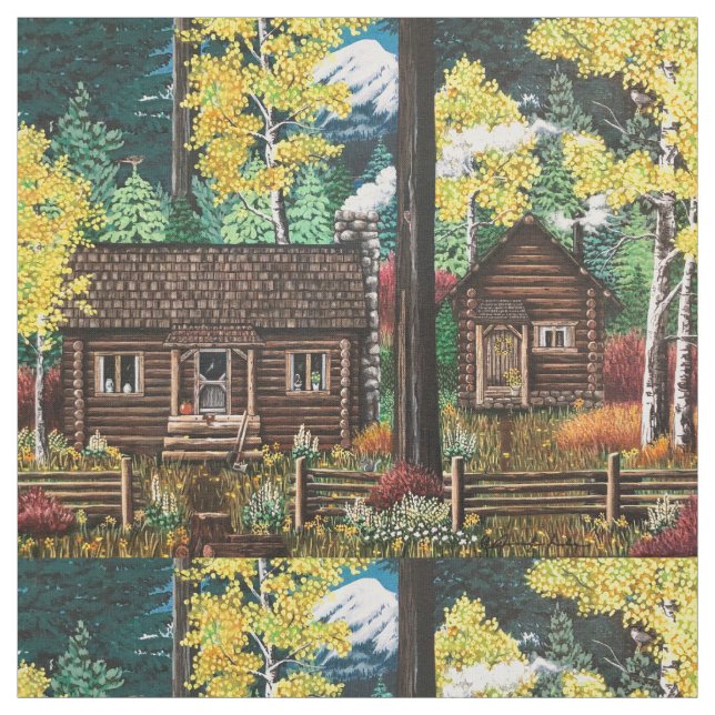 A Little Cabin in the Woods Fabric (Swatch)