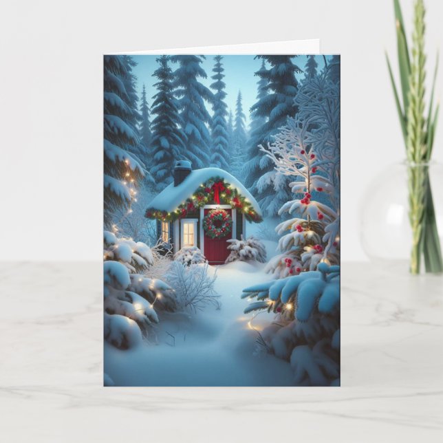 A Little Cabin in the Woods | Festive Christmas Card (Front)