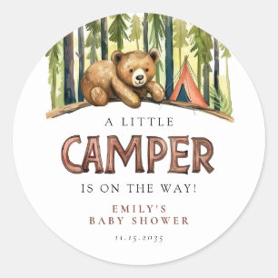 A Little Camper Forest Baby Shower Classic Round Sticker