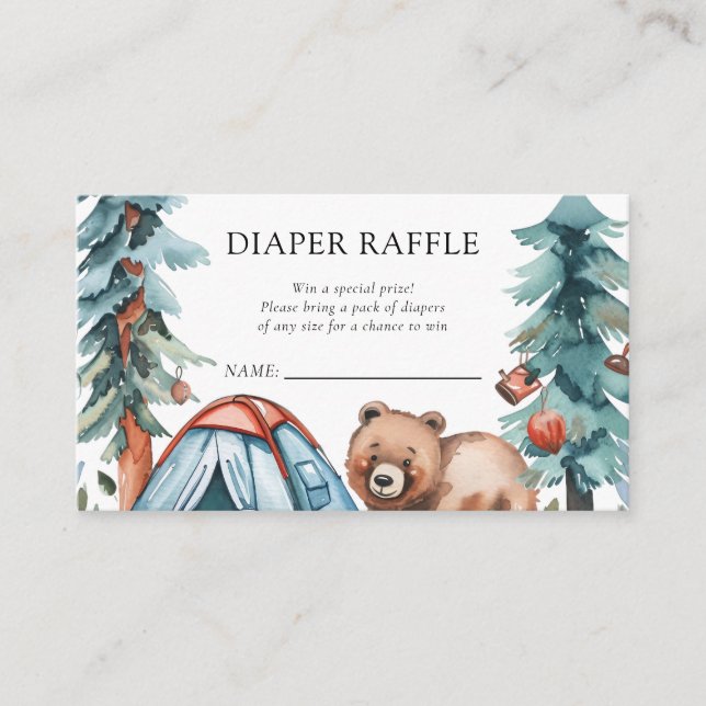 A Little Camper Forest Baby Shower Enclosure Card (Front)