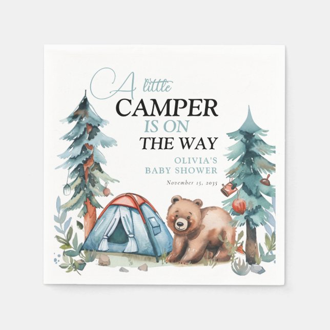 A Little Camper Forest Baby Shower Napkin (Front)