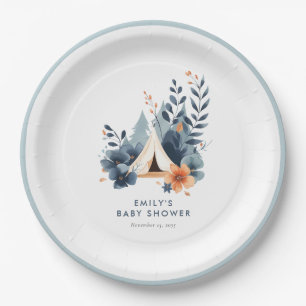 A Little Camper Forest Baby Shower Paper Plate