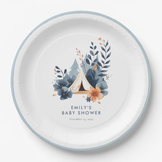 A Little Camper Forest Baby Shower Paper Plate (Front)