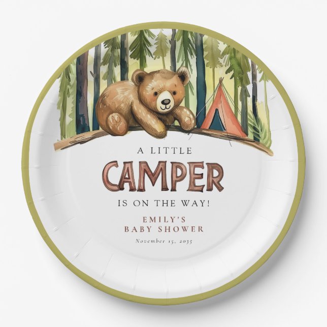 A Little Camper Forest Baby Shower Paper Plate (Front)