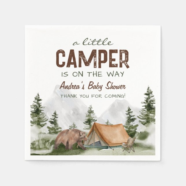 A little Camper is on the Way Baby Boy Shower Napkin (Front)