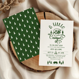 A little camper is on the way Green forest Invitation