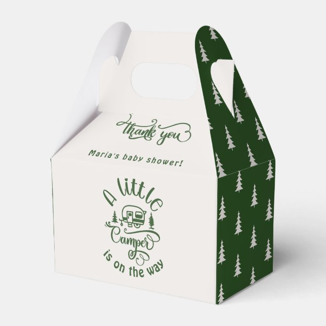A little Camper minimalist baby showor green Favour Box (Front Side)