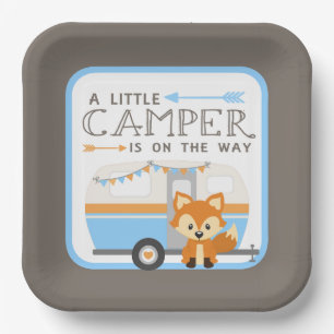 A Little Camper RV Camper Baby Shower Brown Paper Plate