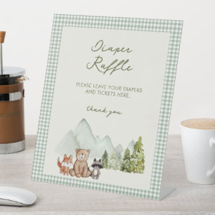 A Little Camper Woodland Baby Shower Pedestal Sign