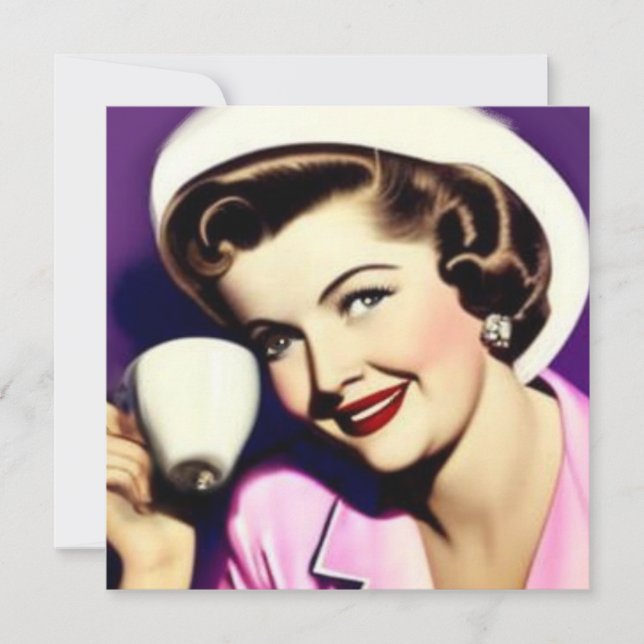 A little card with retro 1950s stylized woman (Front)