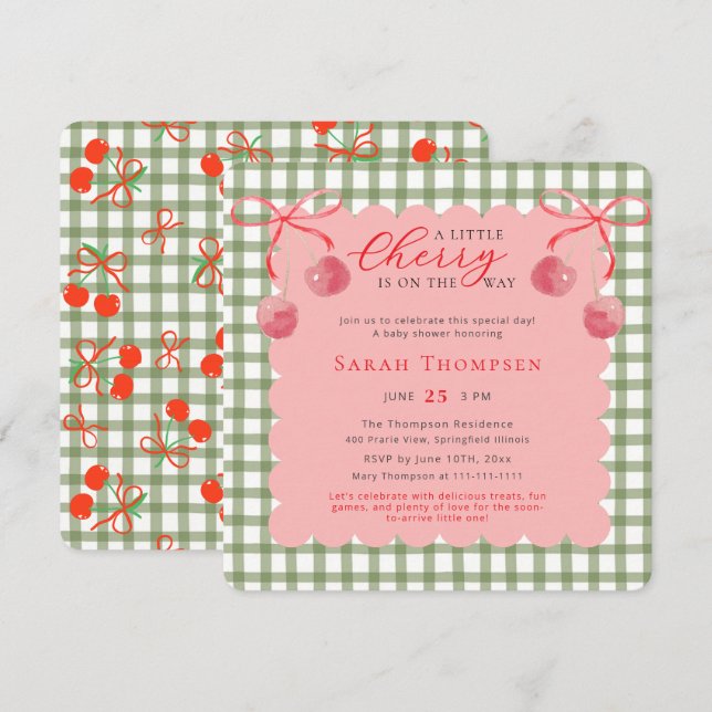 A Little Cherry Baby Shower Invitation (Front/Back)