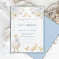 A Little Chickadee Blue Yellow Cute Baby Shower