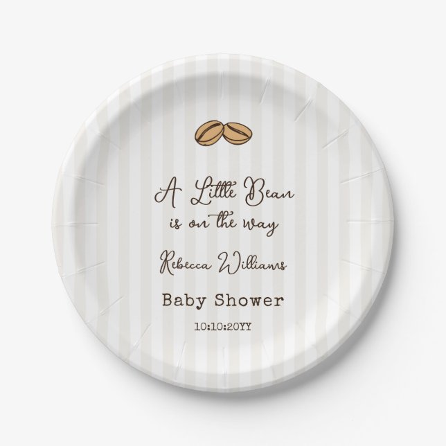 A Little Coffee Bean is on The Way  Baby Shower  Paper Plate (Front)
