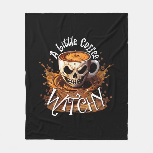 A Little Coffee Witchy Fleece Blanket (Front)