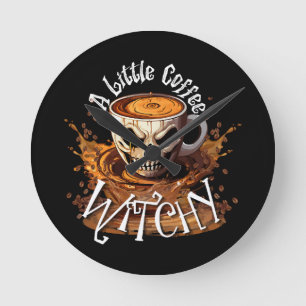 A Little Coffee Witchy Round Clock