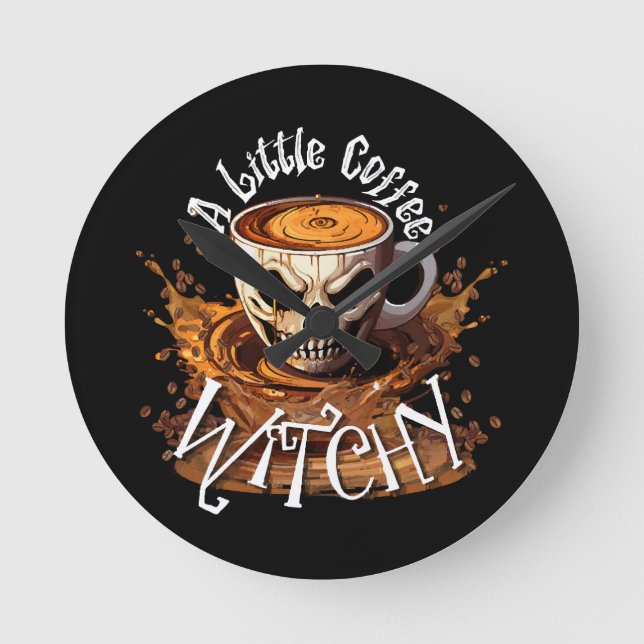 A Little Coffee Witchy Round Clock (Front)