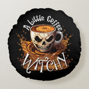 A Little Coffee Witchy Round Cushion