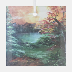 A Little Colour by the Lake Glass Tree Decoration